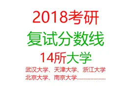 快看！2018研究生复试分数线：14所学校浙江大学天津大学武汉大学