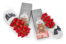 让布朗熊&可妮兔萌翻你的少女心！LINE FRIENDS专属玫瑰礼盒等你领回家图片