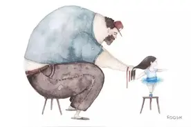 十张刷爆INS的父女插画：爸爸，那个我们一生都想依靠的人。图片