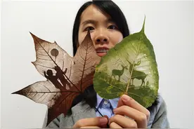 落叶也能雕刻成画！广西一大学生网上自学成才，30多道工序打磨精美作品图片
