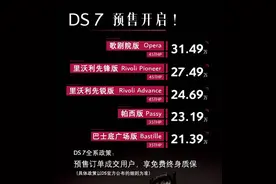 终身免费质保，DS7预售21.39-31.49万元图片