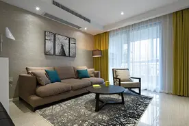 现代简约三口之家，巧用吧台做隔断图片