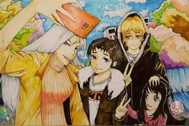 用画作诠释“幸福一家人”，暖心家庭作业引学生点赞图片