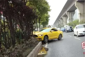 今晨武汉一跑车失控冲上花坛图片
