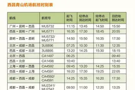 四川省凉山西昌青山机场航班时刻表图片