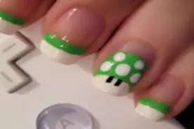 马里奥蘑菇美甲教学视频，感受童年乐趣图片