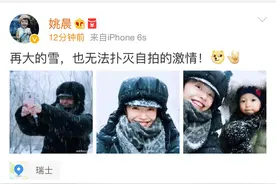 微博女王姚晨瑞士晒自拍，儿子小土豆呆萌实力抢镜图片