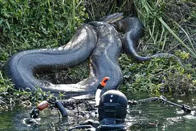 体形可与百年树龄树根相仿，速度围观巨型森蚺图片