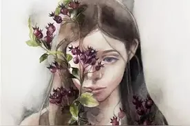 有些小忧郁的水彩人物肖像插画，真的有些小心疼。图片