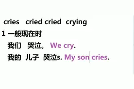英语语法举例分析：哭泣cry cries cried crying的不同时态用法