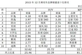 2015年轿车、SUV、MVP总销量排行榜图片