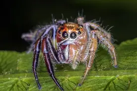 实拍公母同体蜘蛛，体色分界分明图片