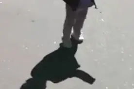 小孩被自己的影子吓得到处乱窜图片