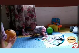 8个月的宝宝和妈妈玩皮球大战视频封面