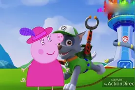 小猪佩奇和汪汪队一起玩，狗狗们学唱手指歌曲！