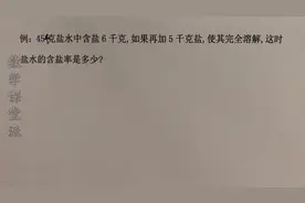 小学六年级数学：盐水中加盐后，求盐占水的比例的问题！视频封面