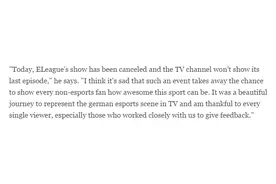 德国电视台取消Eleague直播！图片