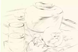 hi，这些素描组合静物的步骤示范图片