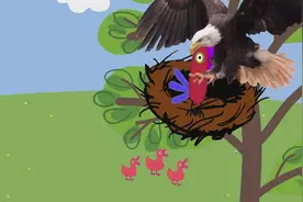 益智启蒙色彩动画：老鹰叼走猪宝宝的小鸡猪爸爸又把他追回来视频封面