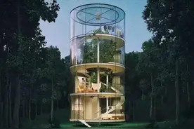 他在森林里造了栋管状玻璃树屋，令人惊叹！图片