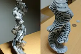 1元硬币怎么用？网友打造70层立体旋转物真疯狂！图片