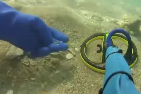 男子潜水用金属探测仪找到多枚金戒指和项链，怎么这么多戒指？图片