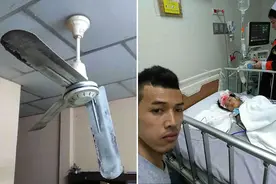 泰3岁女童与爸爸玩游戏时被吊扇划破头图片