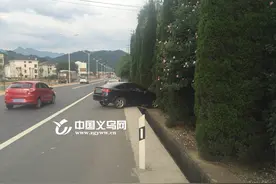 大货车突然超车 小轿车受惊冲入水沟图片