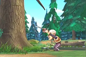 光头强打球入了迷，竟然把电锯当篮球拿着投篮了