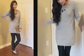 黑色紧身裤搭毛衣连衣裙，穿出身体线条，凸显女人优雅气质！视频封面