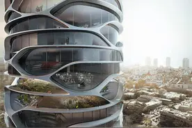 ”金箍棒“形状的特色建筑设计，以色列·特拉维夫市摩天大厦图片