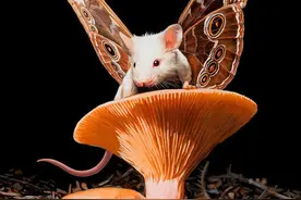 现实插画！带着蝴蝶翅膀的老鼠！图片