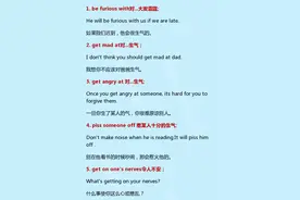 用英语表达生气，除了可说angry，还有很多其他的表达。图片