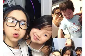 邓紫棋变身大孩子头金鱼嘴卖萌  旁边的小女孩有点抢镜图片