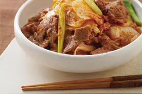 小小私房菜：韩式的泡菜炒牛肉片图片