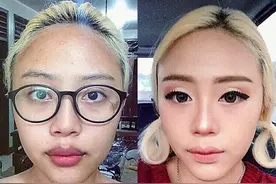 韩国美女博主晒半脸妆对比照 判若两人图片