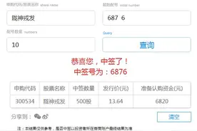 陇神戎发网上申购中签号出炉共39006个 9月5日缴款图片