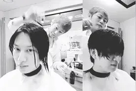 金希澈剪短头发，颜值高也不忘自拍图片