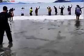 几十人一起拉网捕鱼，收获满满，好开心啊图片