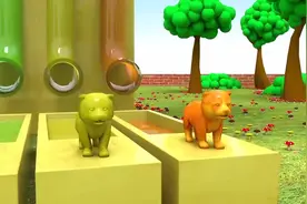 益智动画英语早教，3D小狗落水管里滑滑梯跳进彩色水池游泳！视频封面