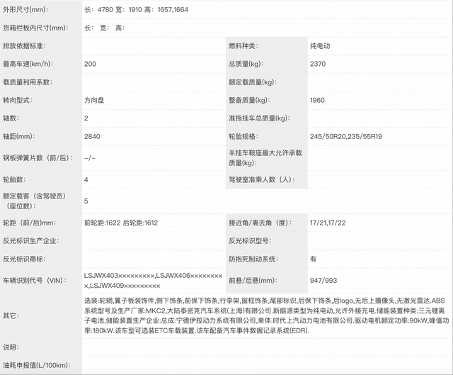 曝尚界H5纯电版续航最高655公里