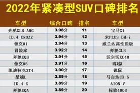 2022年紧凑型SUV“口碑”排名：1-80名，博越L第16，CR-V途岳上榜图片