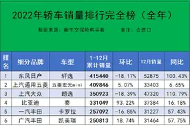 心酸！12月销量不到10台的轿车，足足有58款，国产轿车占近一半！图片