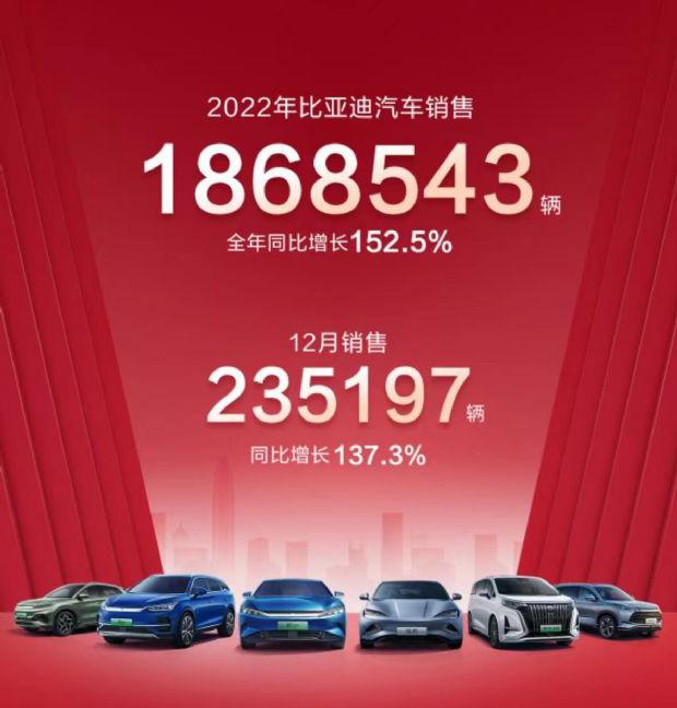 12月汽车销量排行榜，15家新能源品牌销量排名，比亚迪以1敌14？