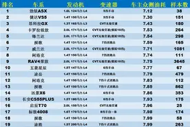 紧凑型SUV最新油耗榜：1-100名，8个油进不了前20，RAV4荣放第9！图片