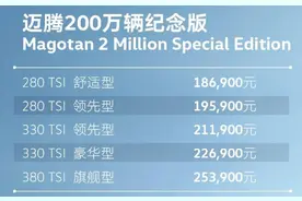 首推330TSI豪华型 迈腾200万辆纪念版购车手册图片