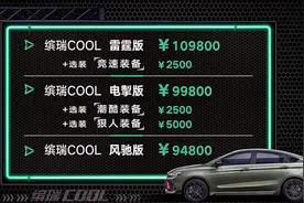 售价9.48万元起，年轻运动新选择，吉利缤瑞COOL上市图片