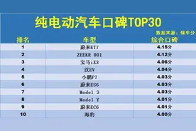 纯电动汽车可别乱买！口碑领先的30款：汉EV前5，Model 3升至第7！图片