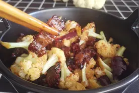 五花肉干煸菜花做法，干香不腻，下酒下饭必备美食