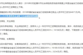 最新公布!2019-2020年漳州社保缴费基数及比例：最低2500元视频封面